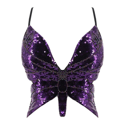 Sequin Butterfly Rave Top – Sparkly Festival Crop Top -Rave Bras -Rave Mates