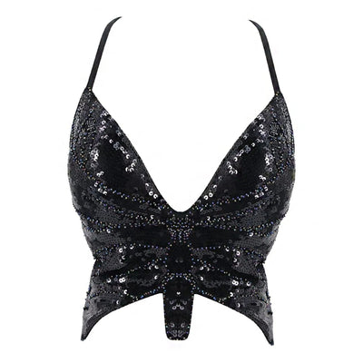 Sequin Butterfly Rave Top – Sparkly Festival Crop Top -Rave Bras -Rave Mates