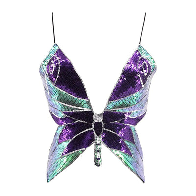 Sequin Butterfly Rave Top – Sparkly Festival Crop Top -Rave Bras -Rave Mates