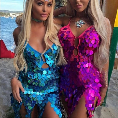 Sequin Coin Mini Dress – Rave & Night Out Party Dress -Going Out Dresses -Rave Mates