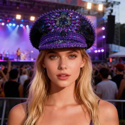 Sequin Festival Captain Hat with Gems – 20 Style Choices -Rave Accessories -Rave Mates
