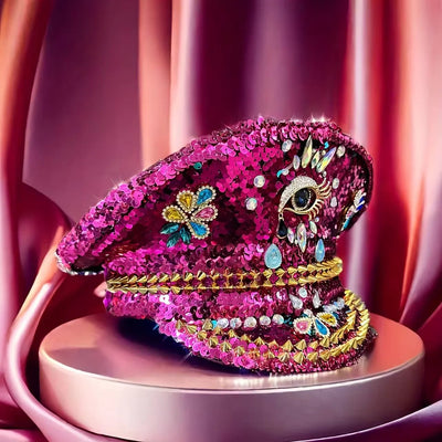 Sequin Festival Captain Hat with Gems – 20 Style Choices -Rave Accessories -Rave Mates