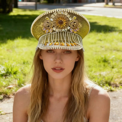 Sequin Festival Captain Hat with Gems – 20 Style Choices -Rave Accessories -Rave Mates