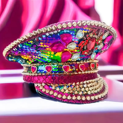 Sequin Festival Captain Hat with Gems – 20 Style Choices -Rave Accessories -Rave Mates