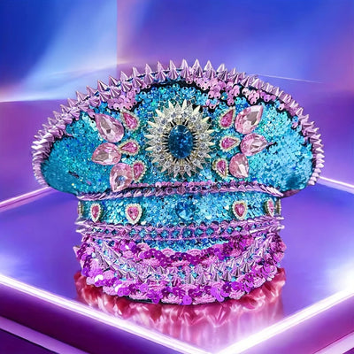 Sequin Festival Captain Hat with Gems – 20 Style Choices -Rave Accessories -Rave Mates