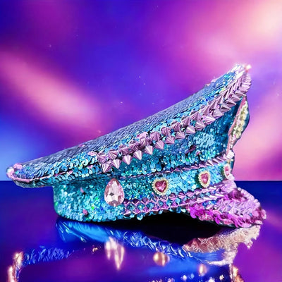 Sequin Festival Captain Hat with Gems – 20 Style Choices -Rave Accessories -Rave Mates