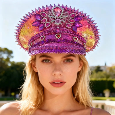 Sequin Festival Captain Hat with Gems – 20 Style Choices -Rave Accessories -Rave Mates