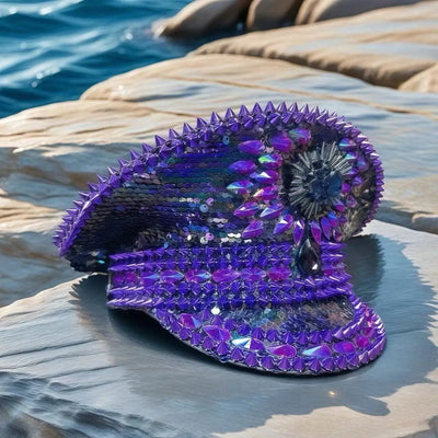 Sequin Festival Captain Hat with Gems – 20 Style Choices -Rave Accessories -Rave Mates