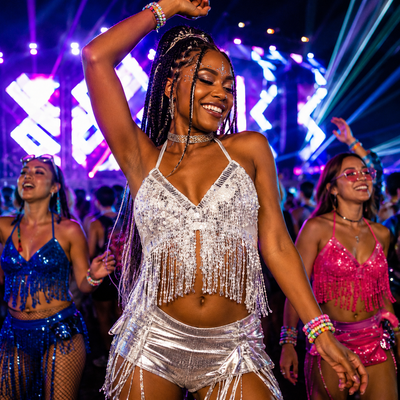 Sequin Fringe Halter Rave Top -Rave Crop Tops -Rave Mates