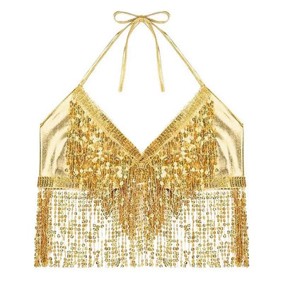 Sequin Fringe Halter Rave Top -Rave Crop Tops -Rave Mates