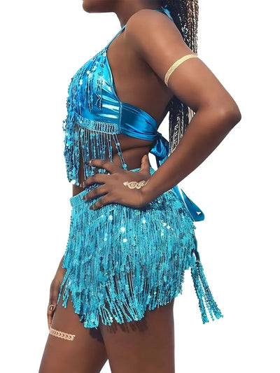 Sequin Fringe Rave Set – Sparkle Festival Outfit -Women's Rave Outfits -Rave Mates