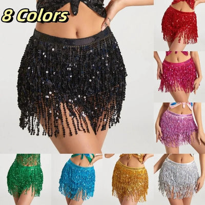 Sequin Fringe Rave Skirt – Sparkly Festival Dance Skirt -Rave Bras -Rave Mates