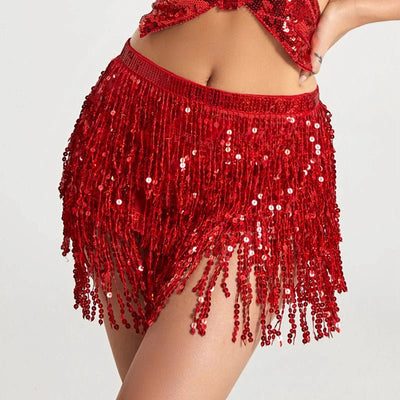 Sequin Fringe Rave Skirt – Sparkly Festival Dance Skirt -Rave Bras -Rave Mates