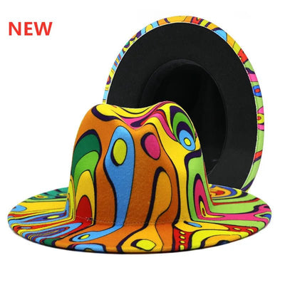 Two-Tone Wide-Brim Rave Hat – Festival Statement Fedora -Rave Outfit Addons -Rave Mates
