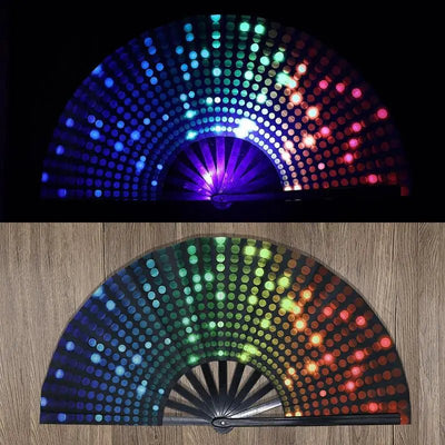 UV Fluorescent Rave Folding Fan – Bamboo Festival Fan -Rave Outfit Addons -Rave Mates