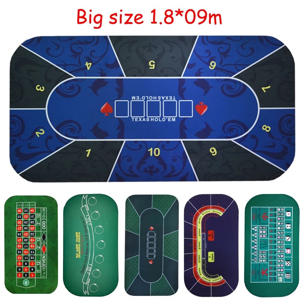 180*90Cm Table Cloth Rubber Suede Square Green Roulette Black Jack Poker Table Mat Poker Gaming Board Cloth with Shoulder Bag -0 -Rave Mates