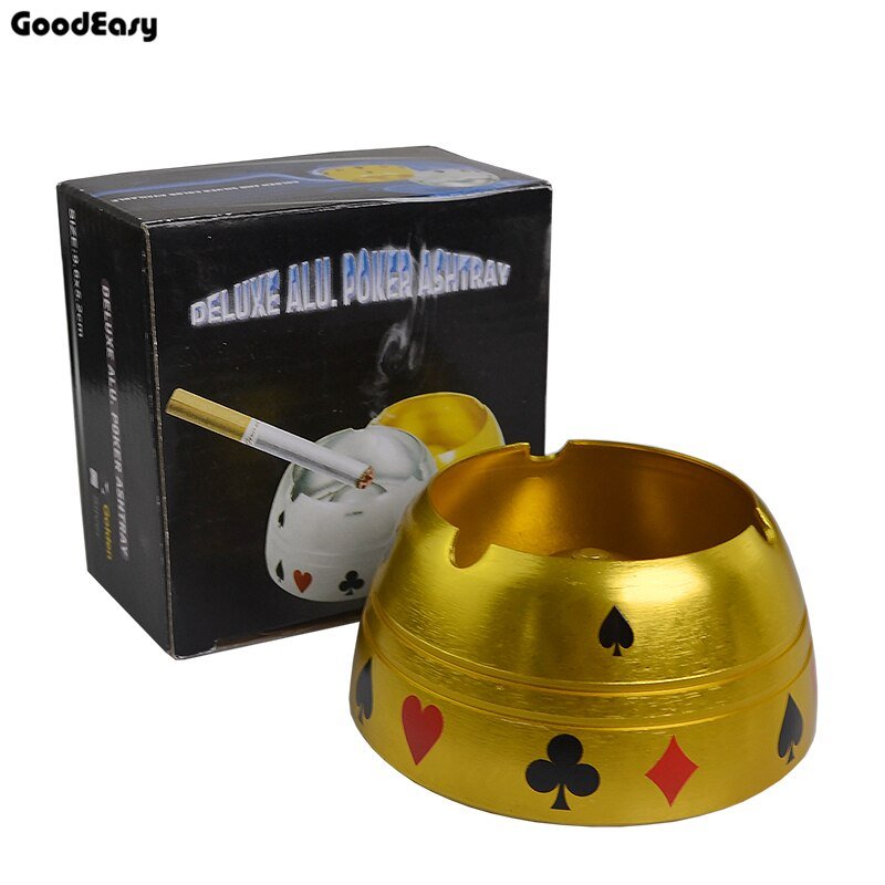 Ashtray Home Office Smokeless Ashtray Cigarette Cylinder Ashtray Holder Casino Poker Flowers Ashtray Metal Alloy Deluxe 1pcs -0 -Rave Mates