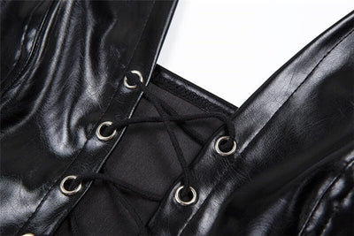 Black PU Leather Crop Top -Crop Top -Rave Mates