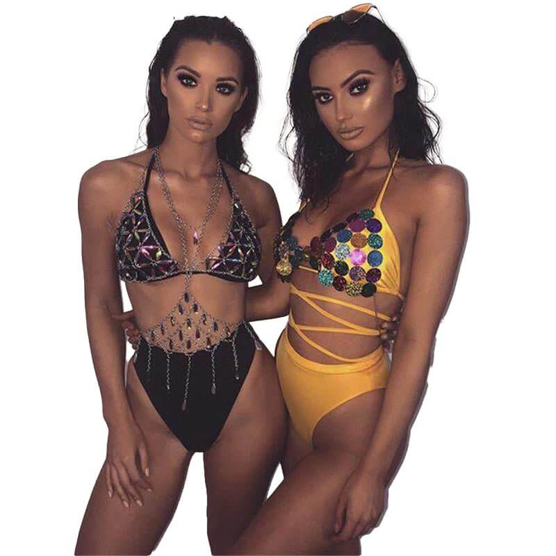 Rave Top - Chain & Jewels Bra -Rave Bra -Rave Mates