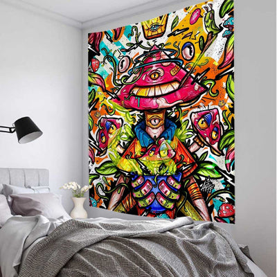 Trippy Cartoon Tapestry - Festival Tapestry - Rave Mates