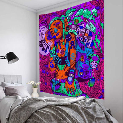 Trippy Cartoon Tapestry - Festival Tapestry - Rave Mates