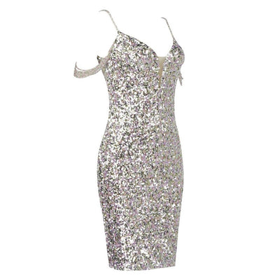 Silver Sequin Dress - Going Out Dresses - Rave Mates