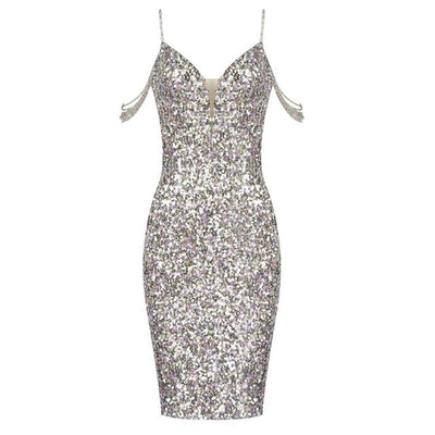 Silver Sequin Dress - Going Out Dresses - Rave Mates