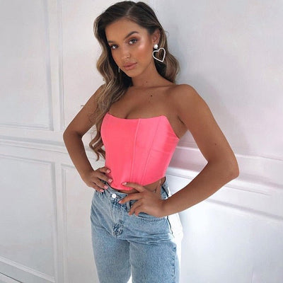 Elastic Satin Sexy Fashion Crop Top -Crop Top -Rave Mates