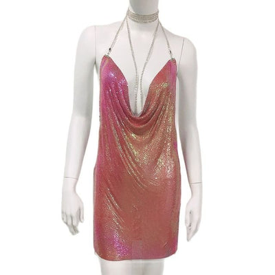 Gold Patchwork Mini Dress -Whole Outfit -Rave Mates
