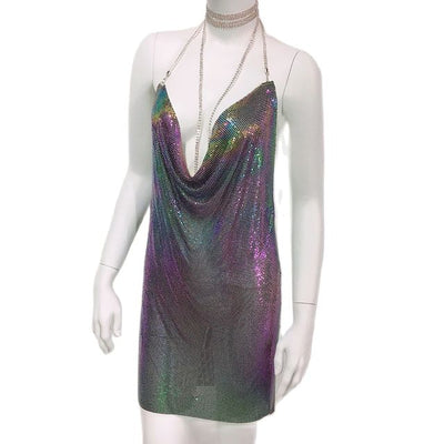 Gold Patchwork Mini Dress -Whole Outfit -Rave Mates