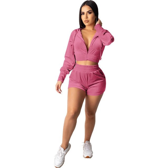 Hooded Short Coat & Elastic Waist Biker Short -rave outfit SMLXL -Rave Mates