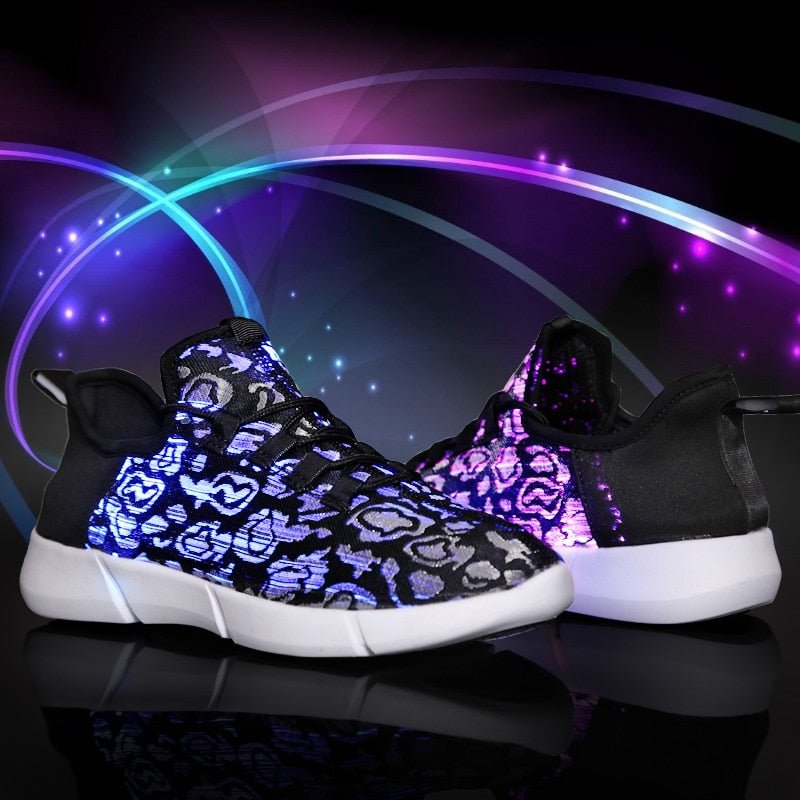 Led Fiber Optic Shoes, Color Black ,Size 25-47 -Rave Shoes -Rave Mates