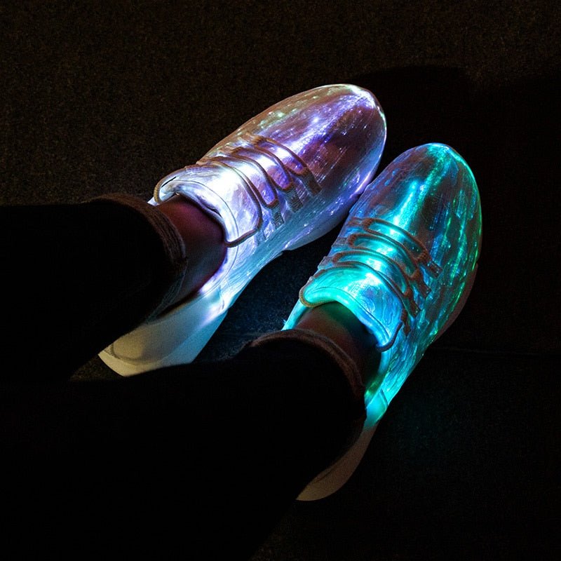 Led Fiber Optic Shoes, Color White,Size 25-47 -Rave Shoes -Rave Mates
