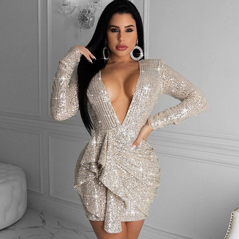 Long Sleeve Bodycon Birthday Dress -Going Out Dresses -Rave Mates