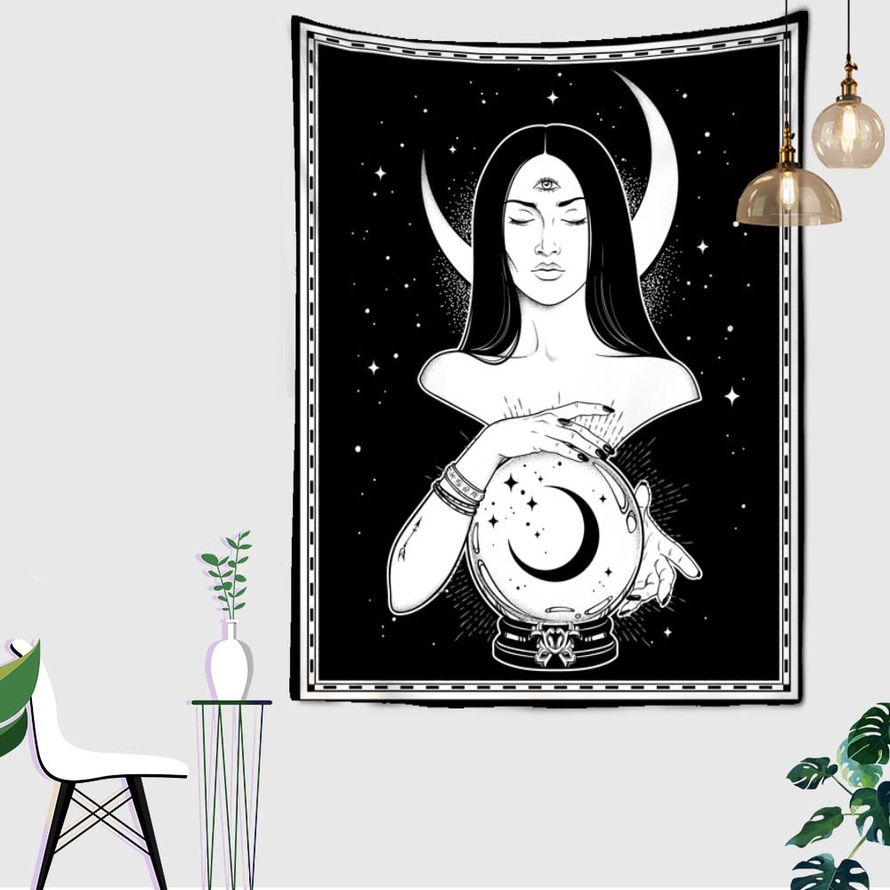 Psychedelic Woman Moon Tapestry -Festival Tapestry -Rave Mates