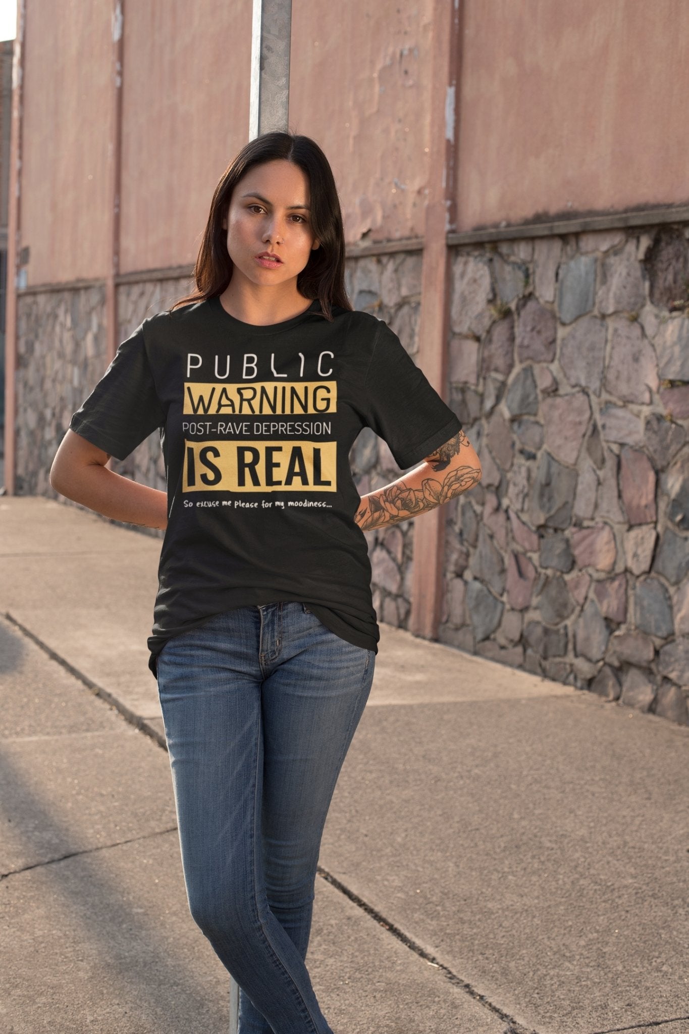PUBLIC WARNING POST-RAVE DEPRESSION IS REAL. | Rave T-shirt -Rave T-shirts For Guys & Women's -Rave Mates