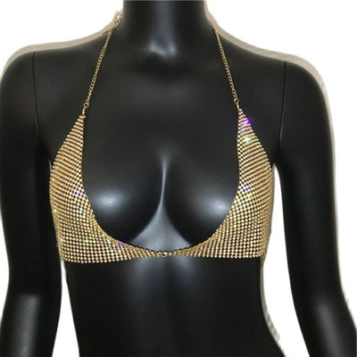 Rhinestone Metal Bra -Rave Bra -Rave Mates