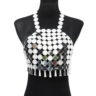 Shiny Sequin Crop Top - Rave Crop Tops - Rave Mates