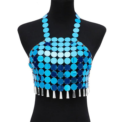 Shiny Sequin Crop Top - Rave Crop Tops - Rave Mates