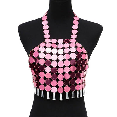 Shiny Sequin Crop Top - Rave Crop Tops - Rave Mates