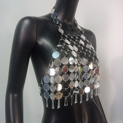 Shiny Sequin Crop Top -Rave Crop Tops -Rave Mates