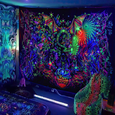 UV Reactive Psychedelic Tapestry -Festival Tapestry -Rave Mates