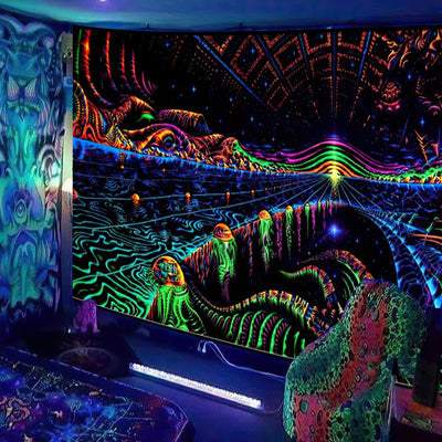 UV Reactive Psychedelic Tapestry -Festival Tapestry -Rave Mates