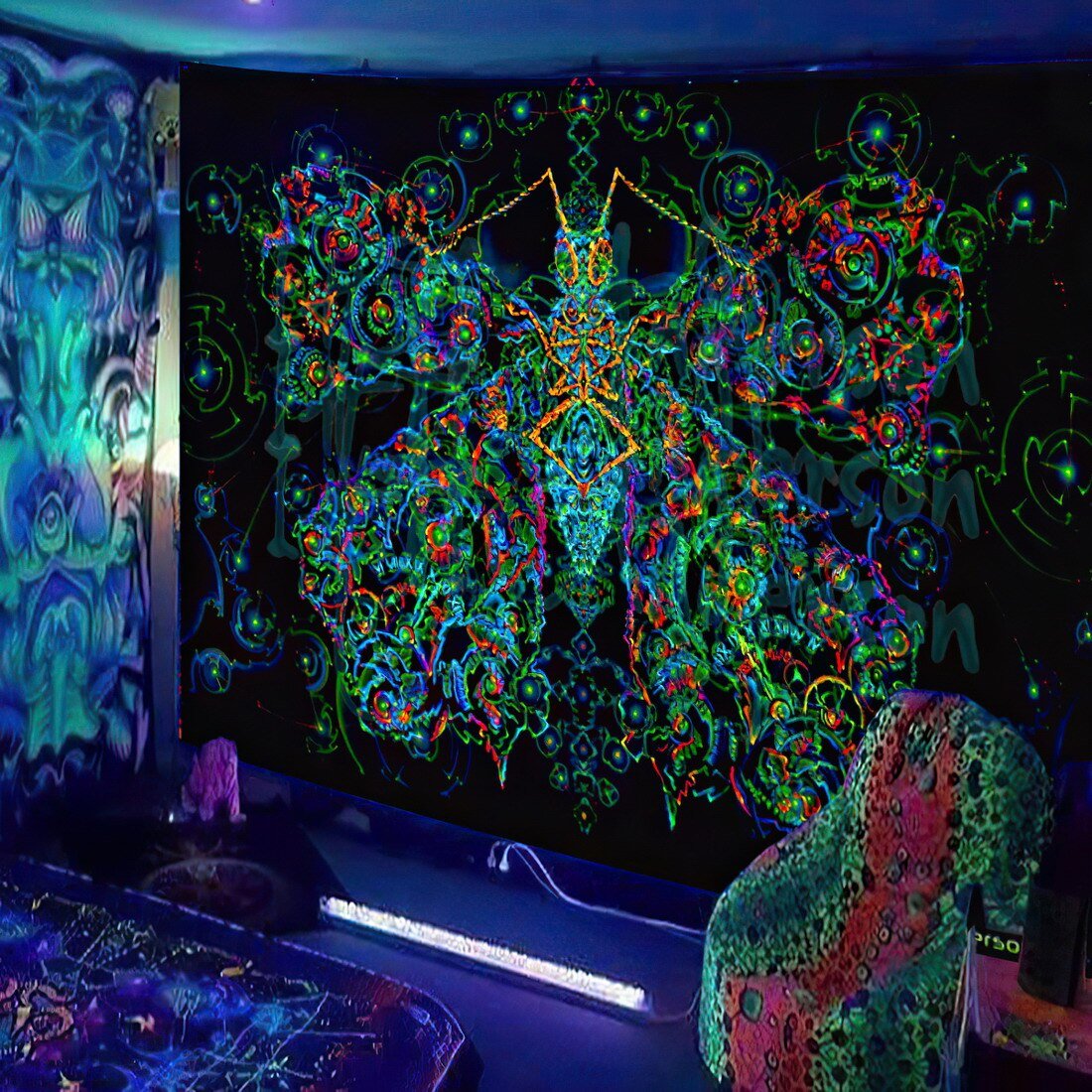 UV Reactive Psychedelic Tapestry -Festival Tapestry -Rave Mates