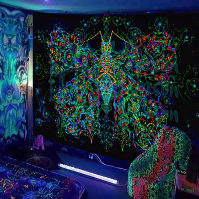 UV Reactive Psychedelic Tapestry -Festival Tapestry -Rave Mates